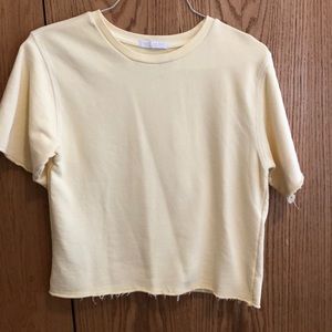 American Eagle Yellow Short Sleeve Sweatshirt